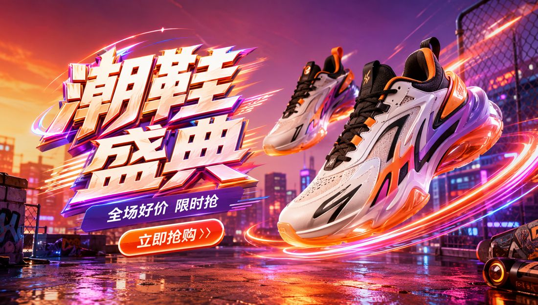 万能 Banner 生图体系 · 联盟潮鞋腰封成图