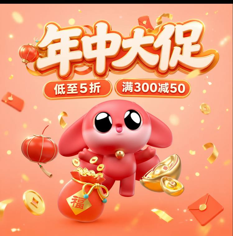 一淘 · 大促 · 年中大促 push · 福狸正视图