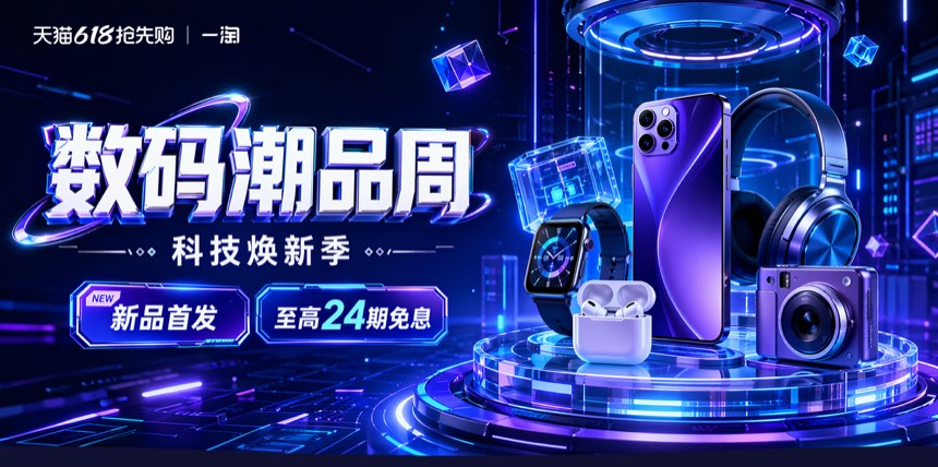 一淘 · 版头 · 数码潮品周 · 交付附主色 HEX